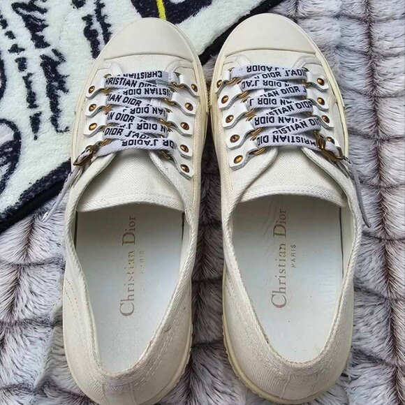 DIOR SNEAKER Walk'N Dior sneaker White canvas cotton size EU 37.5 US 7 - Picture 7 of 7